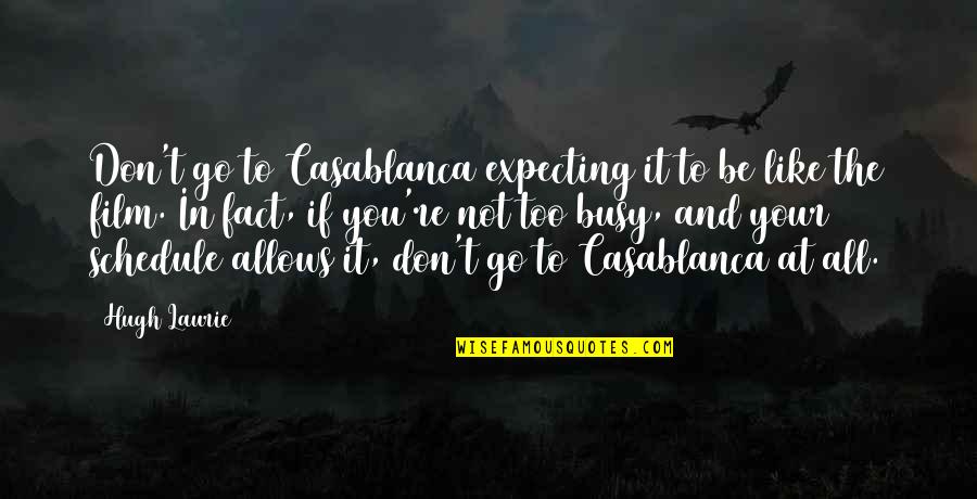 Busy Schedule Quotes By Hugh Laurie: Don't go to Casablanca expecting it to be