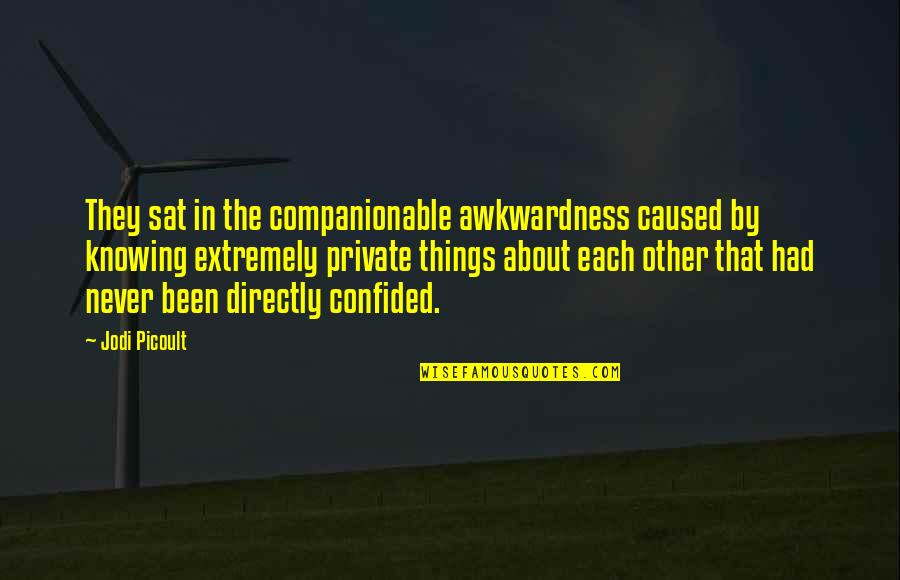 Busy Signal Quotes By Jodi Picoult: They sat in the companionable awkwardness caused by