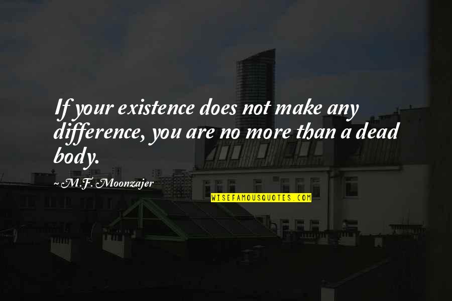 Busy Week Ahead Quotes By M.F. Moonzajer: If your existence does not make any difference,