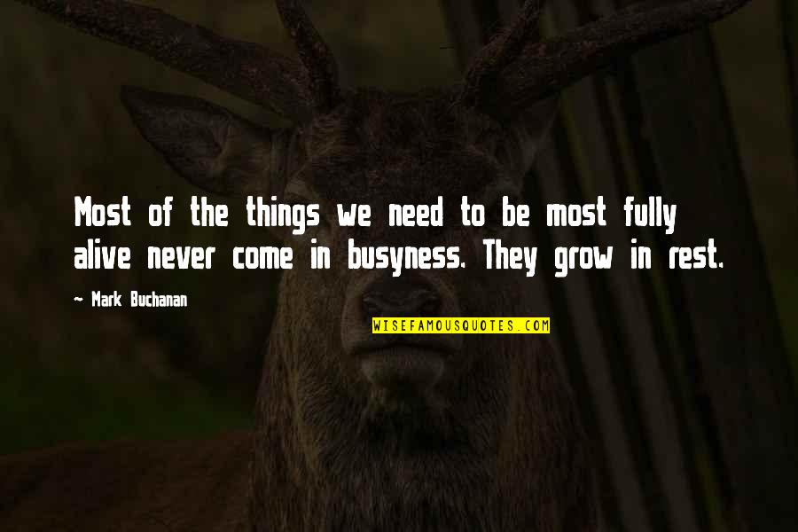 Busyness Quotes By Mark Buchanan: Most of the things we need to be