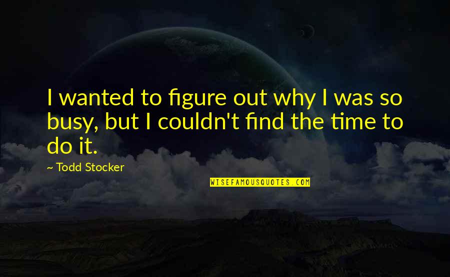 Busyness Quotes By Todd Stocker: I wanted to figure out why I was
