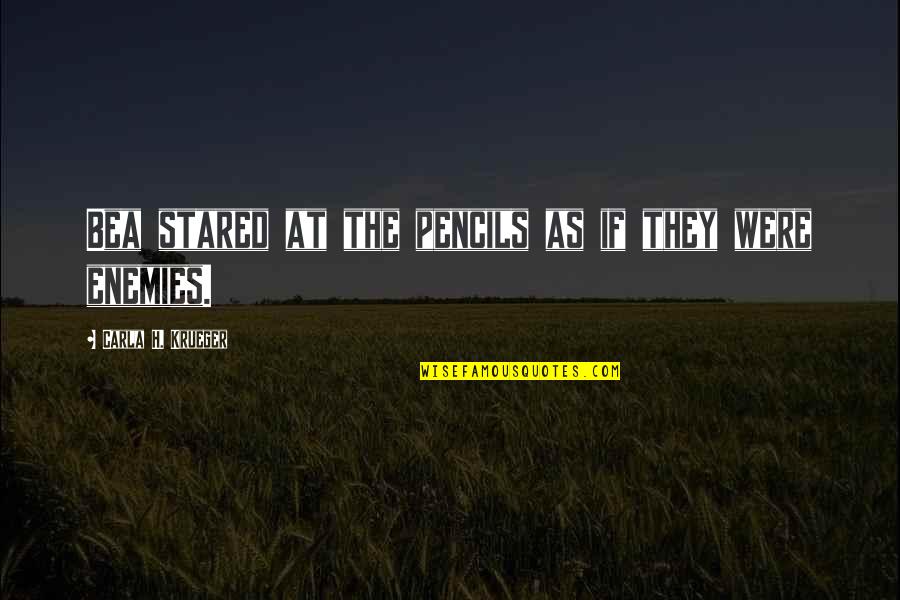 But Is It Art Quote Quotes By Carla H. Krueger: Bea stared at the pencils as if they But Is It Art Quote Quotes By Carla H. Krueger: Bea stared at the pencils as if they