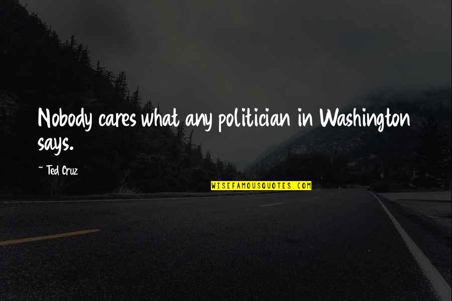 But Nobody Really Cares Quotes By Ted Cruz: Nobody cares what any politician in Washington says.