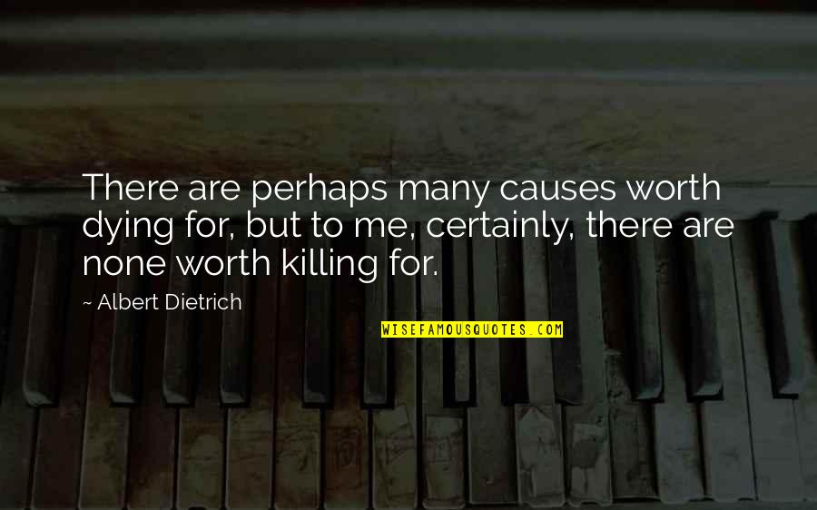 But Perhaps Quotes By Albert Dietrich: There are perhaps many causes worth dying for,