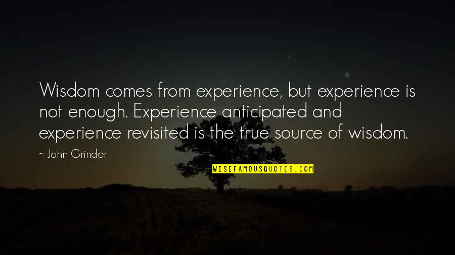 But True Wisdom Quotes By John Grinder: Wisdom comes from experience, but experience is not