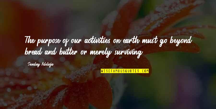 Butter Up Quotes By Sunday Adelaja: The purpose of our activities on earth must