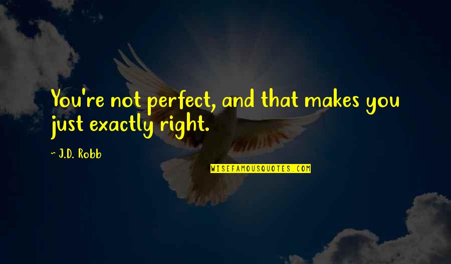Butterflies And Heaven Quotes By J.D. Robb: You're not perfect, and that makes you just