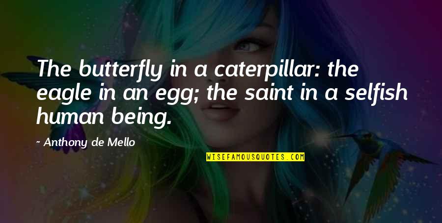 Butterfly And Caterpillar Quotes By Anthony De Mello: The butterfly in a caterpillar: the eagle in