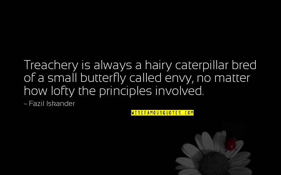 Butterfly And Caterpillar Quotes By Fazil Iskander: Treachery is always a hairy caterpillar bred of Butterfly And Caterpillar Quotes By Fazil Iskander: Treachery is always a hairy caterpillar bred of