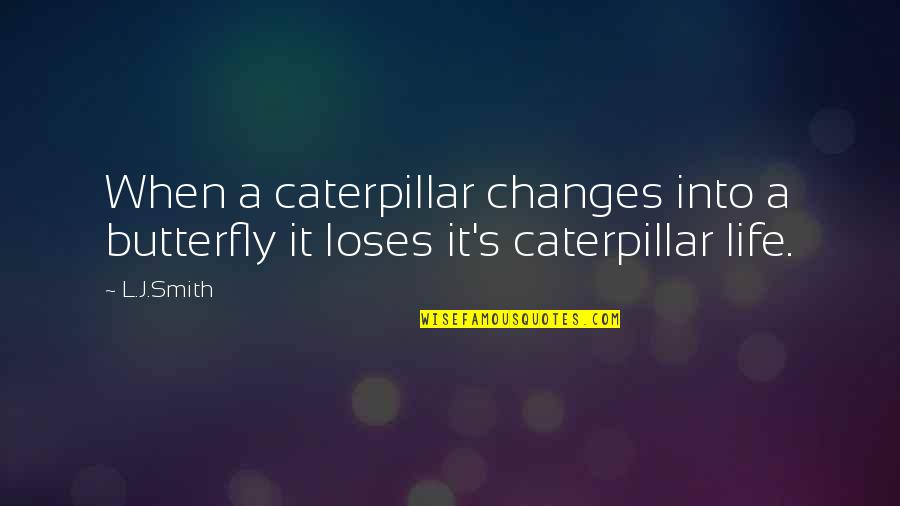 Butterfly And Caterpillar Quotes By L.J.Smith: When a caterpillar changes into a butterfly it