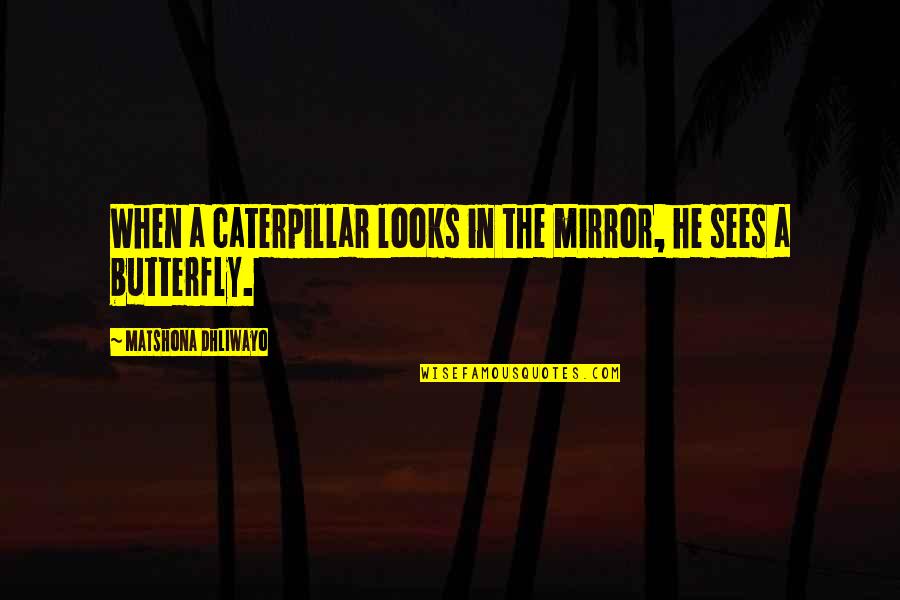 Butterfly And Caterpillar Quotes By Matshona Dhliwayo: When a caterpillar looks in the mirror, he Butterfly And Caterpillar Quotes By Matshona Dhliwayo: When a caterpillar looks in the mirror, he