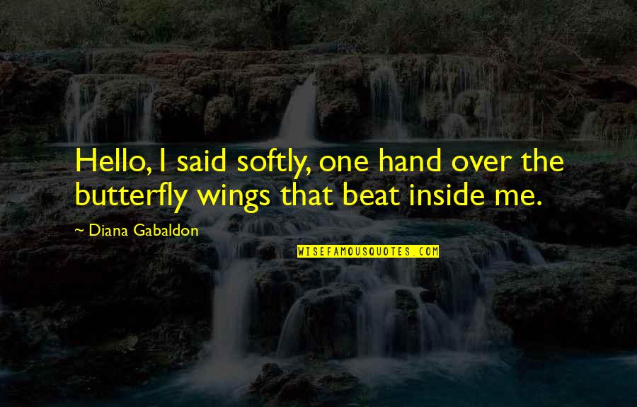Butterfly Wings Quotes By Diana Gabaldon: Hello, I said softly, one hand over the