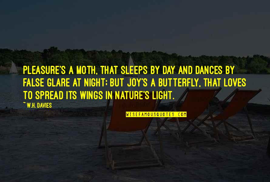 Butterfly Wings Quotes By W.H. Davies: Pleasure's a Moth, that sleeps by day And