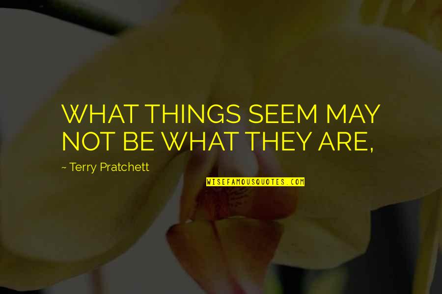 Buttinskys Quotes By Terry Pratchett: WHAT THINGS SEEM MAY NOT BE WHAT THEY