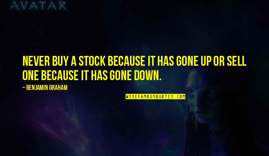 Buy Sell Quotes By Benjamin Graham: Never buy a stock because it has gone