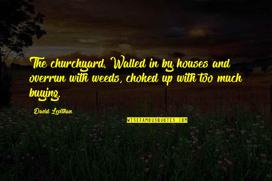 Buying Quotes By David Levithan: The churchyard. Walled in by houses and overrun