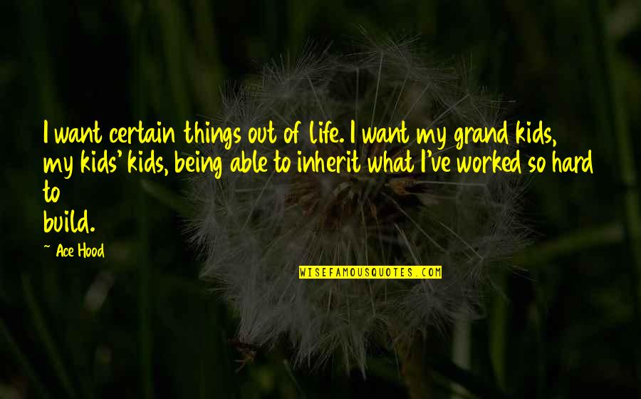 Buzz Hardy Bucks Quotes By Ace Hood: I want certain things out of life. I