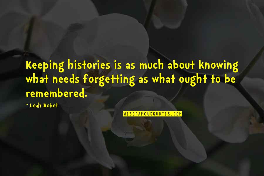 Buzzy Trent Quotes By Leah Bobet: Keeping histories is as much about knowing what