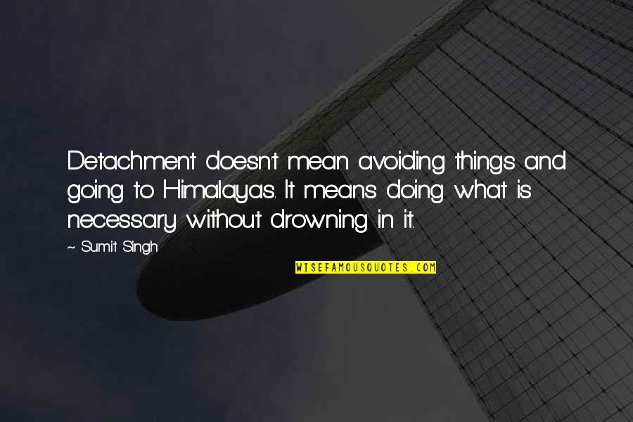 By Any Means Necessary Quotes By Sumit Singh: Detachment doesn't mean avoiding things and going to