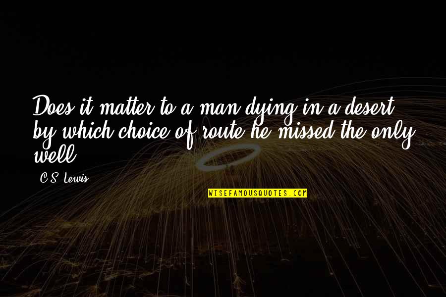 By Choice Quotes By C.S. Lewis: Does it matter to a man dying in