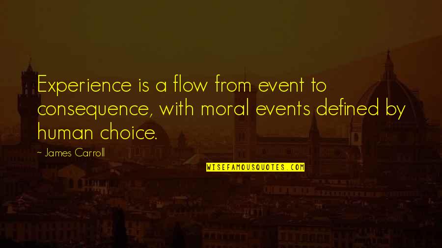 By Choice Quotes By James Carroll: Experience is a flow from event to consequence,
