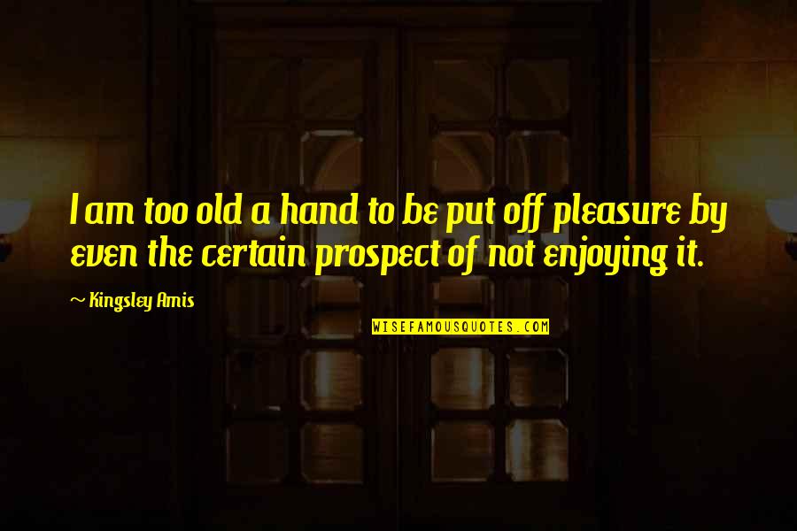 By Hand Quotes By Kingsley Amis: I am too old a hand to be