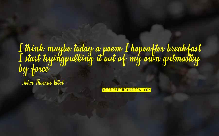 By My Own Quotes By John Thomas Idlet: I think maybe today a poem I hopeafter