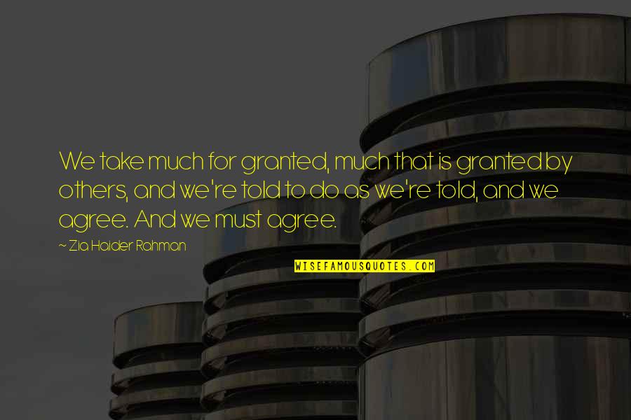 Bye Old Year Quotes By Zia Haider Rahman: We take much for granted, much that is Bye Old Year Quotes By Zia Haider Rahman: We take much for granted, much that is