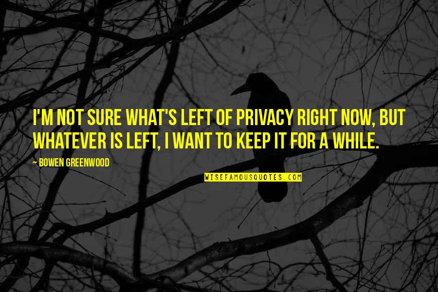 Byproducts Quotes By Bowen Greenwood: I'm not sure what's left of privacy right