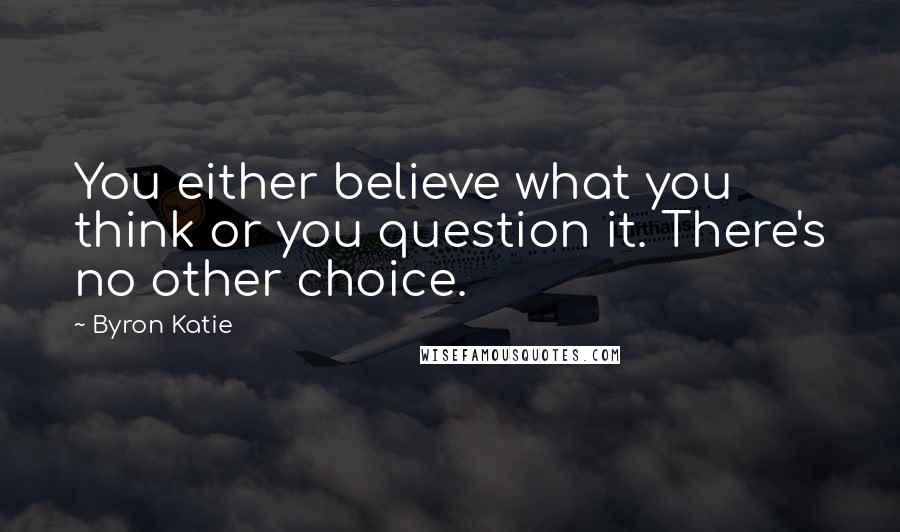 Byron Katie quotes: You either believe what you think or you question it. There's no other choice.