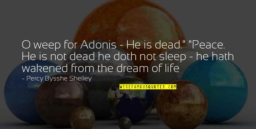 Bysshe Shelley Quotes By Percy Bysshe Shelley: O weep for Adonis - He is dead."