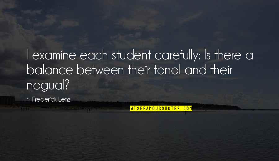 C.a Students Quotes By Frederick Lenz: I examine each student carefully: Is there a