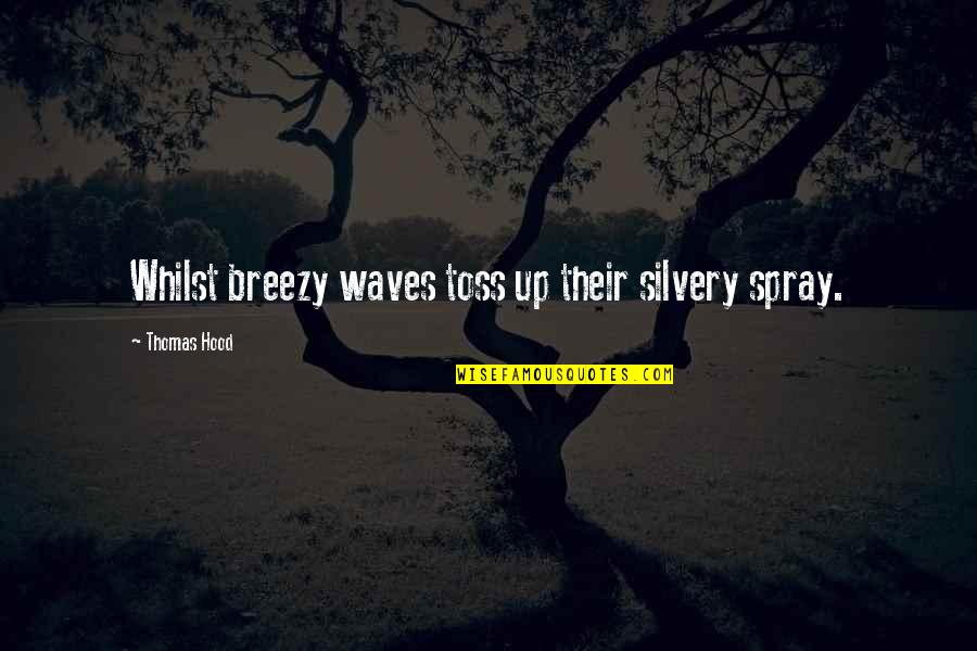 C Breezy Quotes By Thomas Hood: Whilst breezy waves toss up their silvery spray.