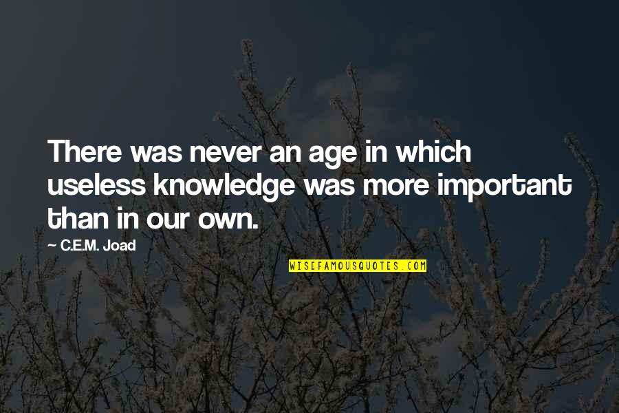 C.e.m. Joad Quotes By C.E.M. Joad: There was never an age in which useless