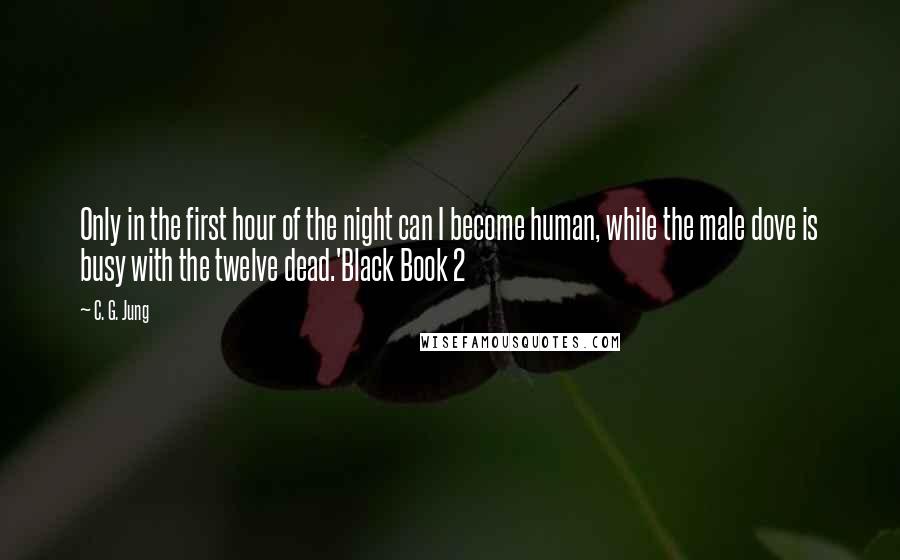 C. G. Jung quotes: Only in the first hour of the night can I become human, while the male dove is busy with the twelve dead.'Black Book 2