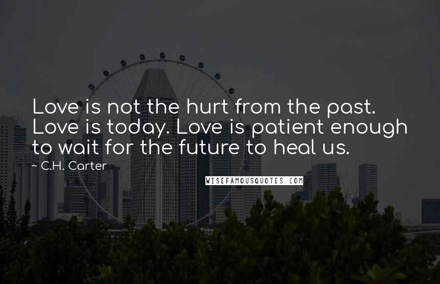 C.H. Carter quotes: Love is not the hurt from the past. Love is today. Love is patient enough to wait for the future to heal us.