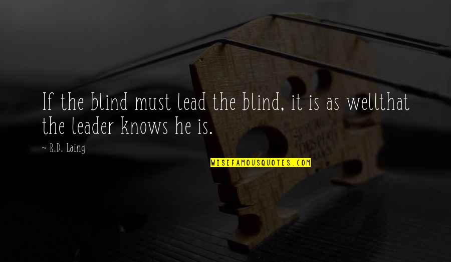 C J Laing Quotes By R.D. Laing: If the blind must lead the blind, it
