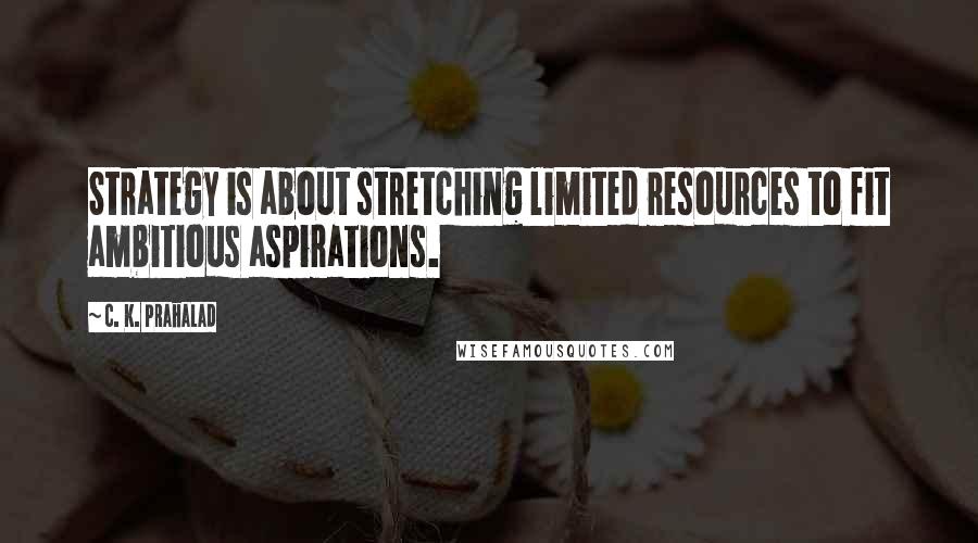 C. K. Prahalad quotes: Strategy is about stretching limited resources to fit ambitious aspirations.