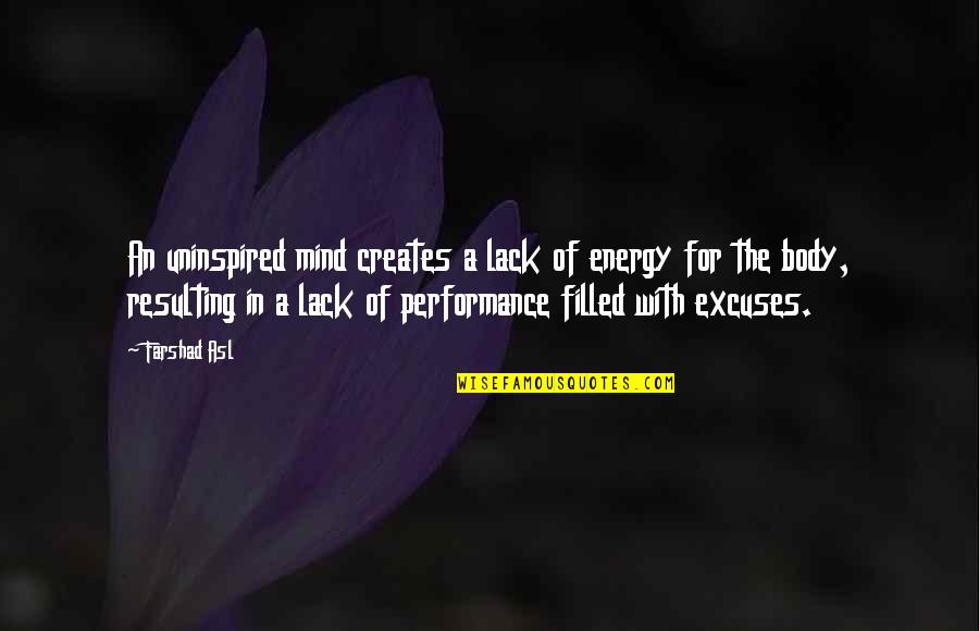 C L Performance Quotes By Farshad Asl: An uninspired mind creates a lack of energy