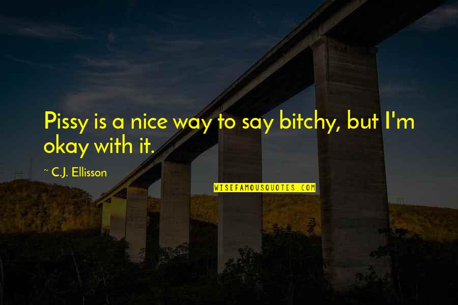 C.m Quotes By C.J. Ellisson: Pissy is a nice way to say bitchy,