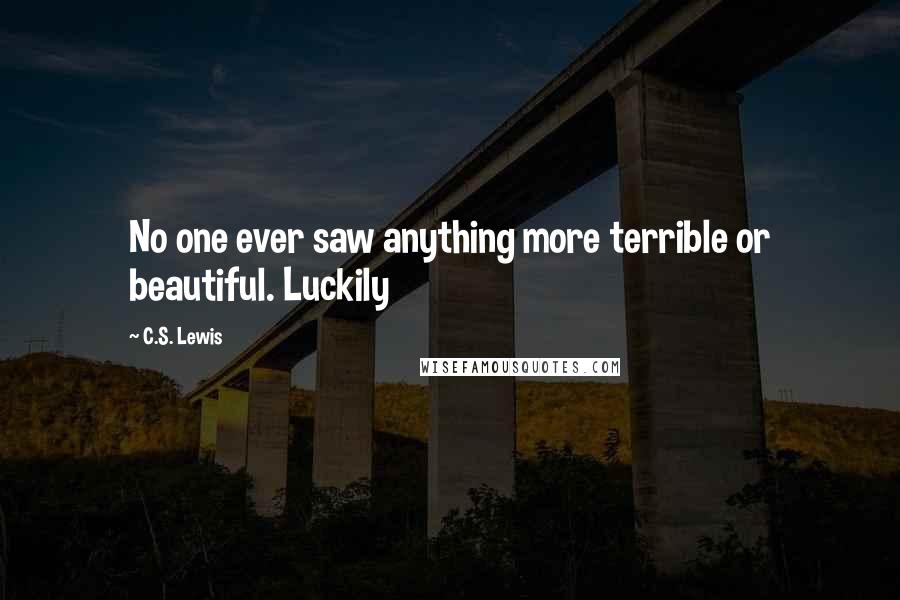 C.S. Lewis quotes: No one ever saw anything more terrible or beautiful. Luckily