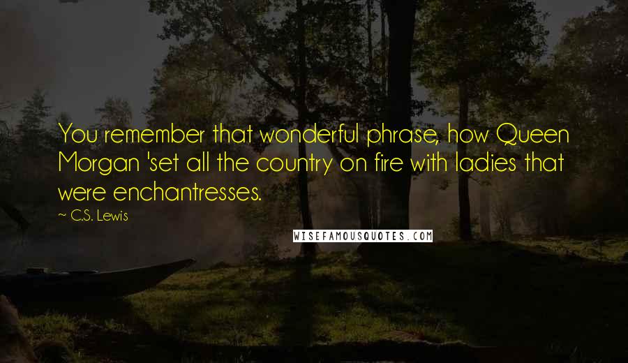 C.S. Lewis quotes: You remember that wonderful phrase, how Queen Morgan 'set all the country on fire with ladies that were enchantresses.