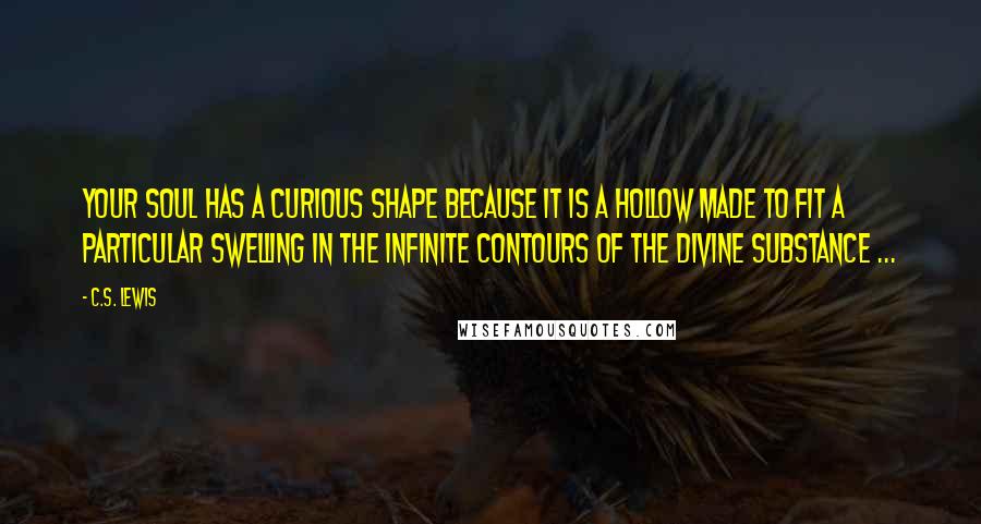 C.S. Lewis quotes: Your soul has a curious shape because it is a hollow made to fit a particular swelling in the infinite contours of the Divine Substance ...