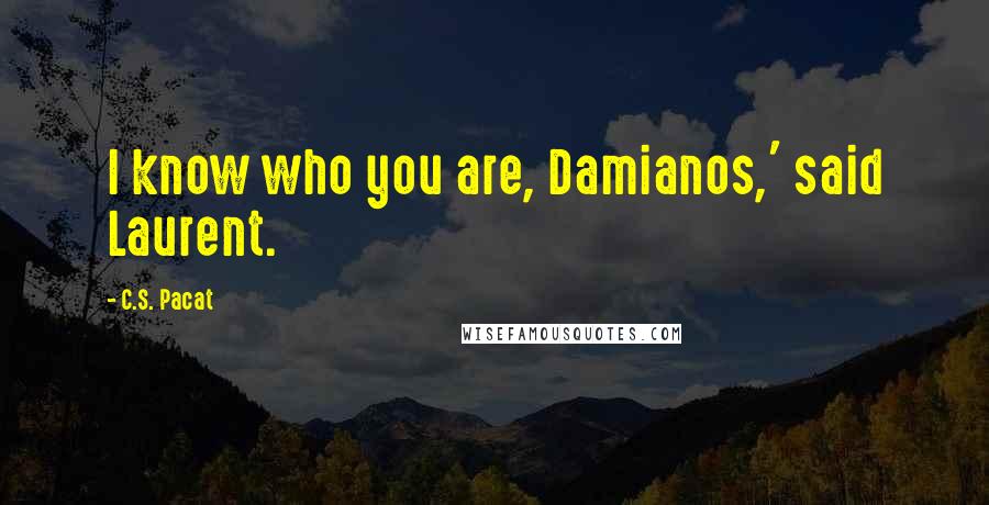 C.S. Pacat quotes: I know who you are, Damianos,' said Laurent.