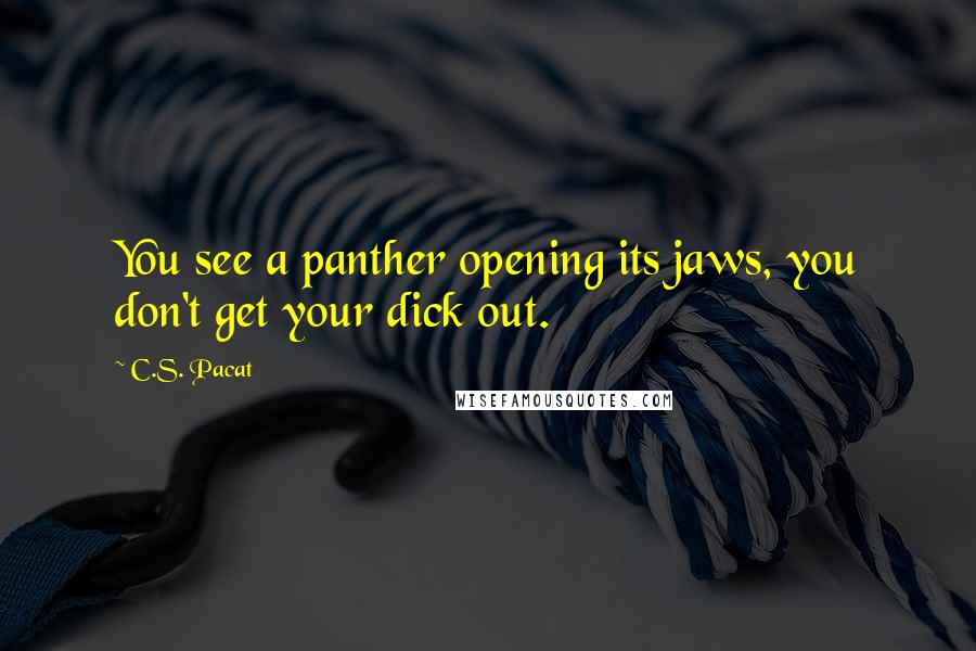 C.S. Pacat quotes: You see a panther opening its jaws, you don't get your dick out.