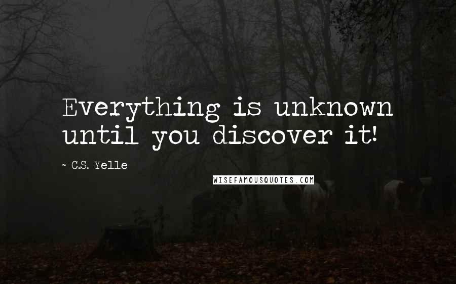 C.S. Yelle quotes: Everything is unknown until you discover it!