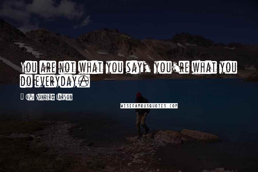 C. Sonberg Larson quotes: You are not what you say, you're what you do everyday.