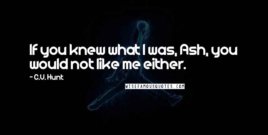 C.V. Hunt quotes: If you knew what I was, Ash, you would not like me either.