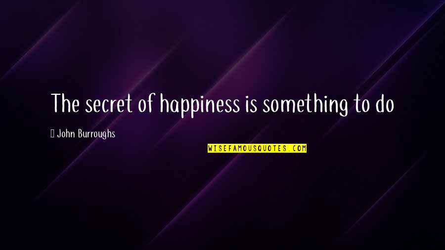 Cabanaconde Quotes By John Burroughs: The secret of happiness is something to do