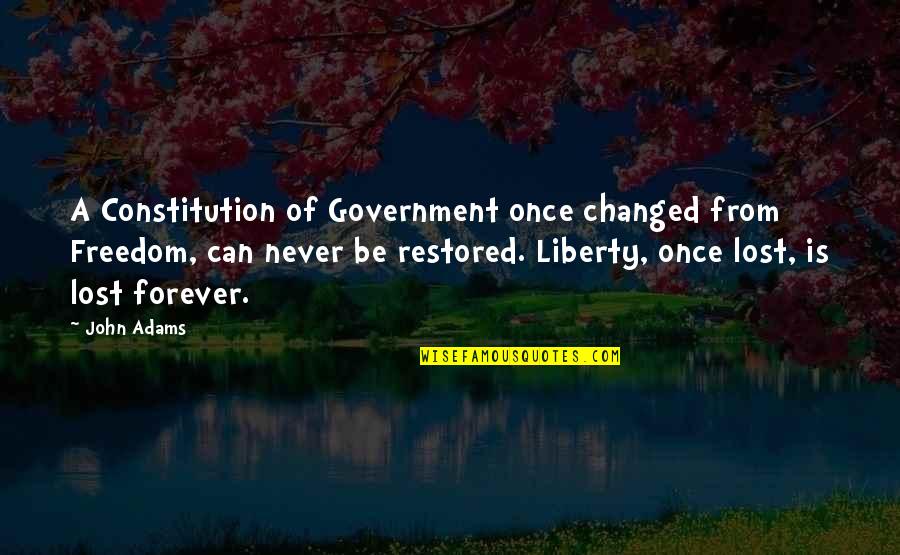Cabaroni Quotes By John Adams: A Constitution of Government once changed from Freedom,
